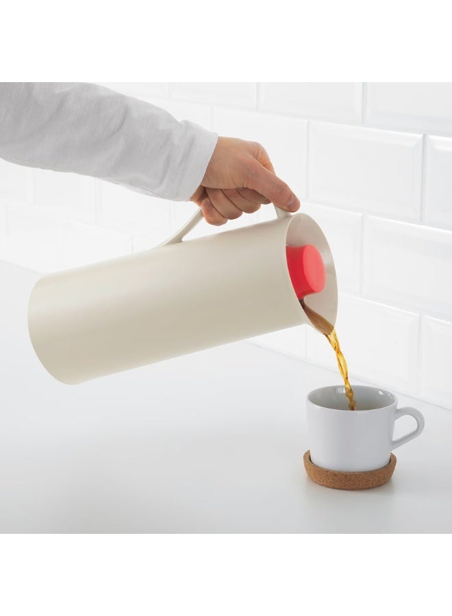 BEHÖVD Vacuum flask, beige/red, 1 l - Image 3